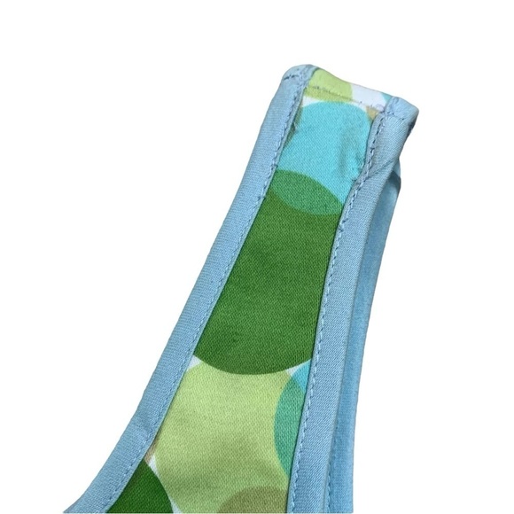 Robin Jordan Polka Dot Circle Print Cotton Sleeveless Dress Blue Green Size 4 - Picture 6 of 8